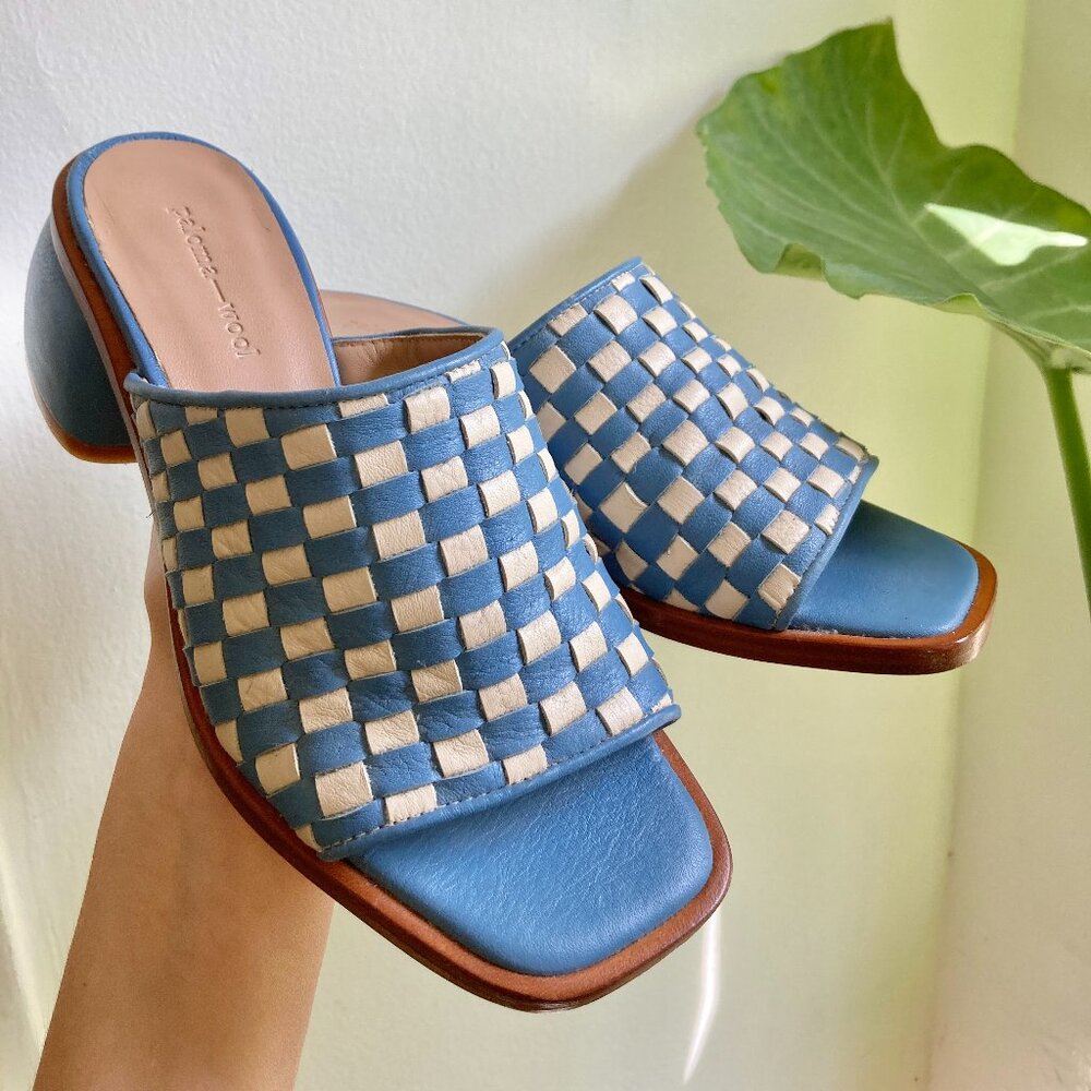Paloma Wool chess sandal blue/white sz 36 - Picture 2 of 4